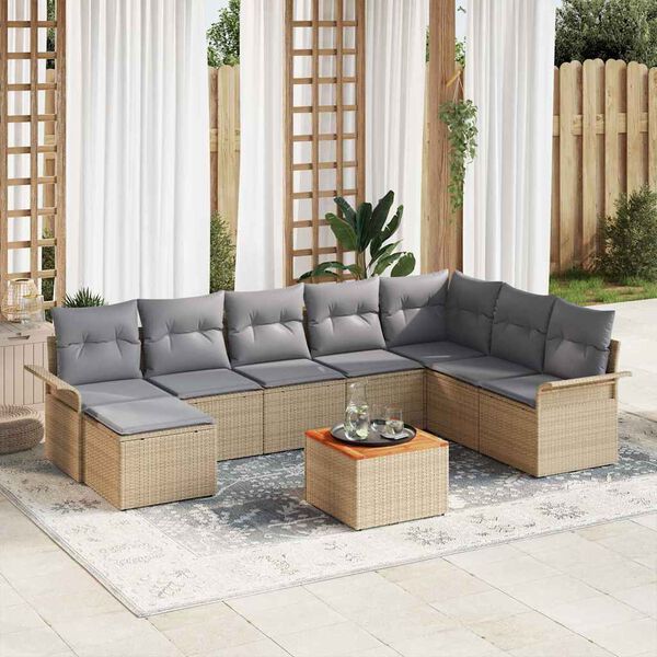 vidaXL Ensemble de canap&eacute; de jardin 9 pcs Beige et Gris clair