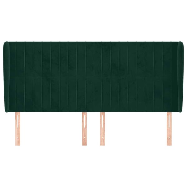 vidaXL T&ecirc;te de lit avec oreilles Vert fonc&eacute; 163x23x118/128 cm Velours