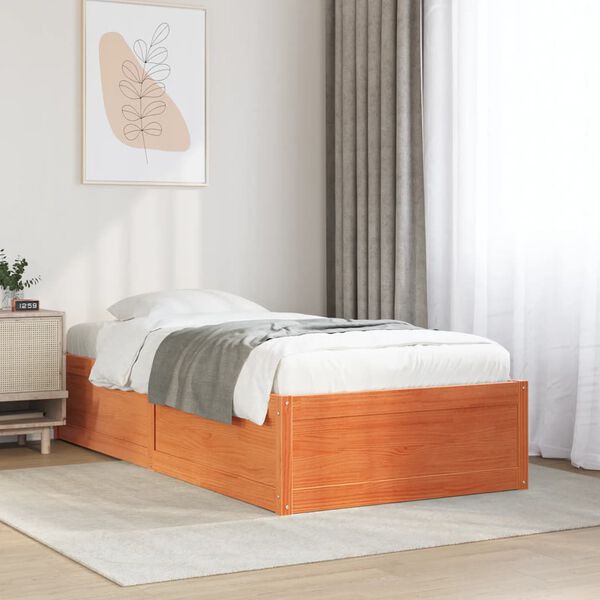 vidaXL Cadre de lit sans matelas cire marron 100x200cm bois pin massif