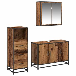 vidaXL Ensemble de mobilier de salle de bain 3 pc Bois Ancien