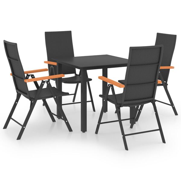 vidaXL Ensemble &agrave; manger de jardin 5 pcs noir et marron