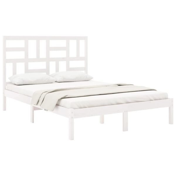 vidaXL Cadre de lit sans matelas blanc bois massif 120x200 cm