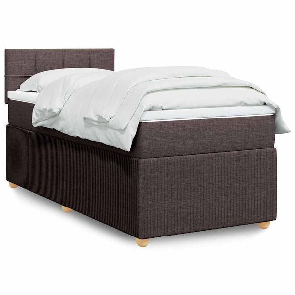 vidaXL Sommier &agrave; lattes de lit avec matelas Marron fonc&eacute; 90x200 cm