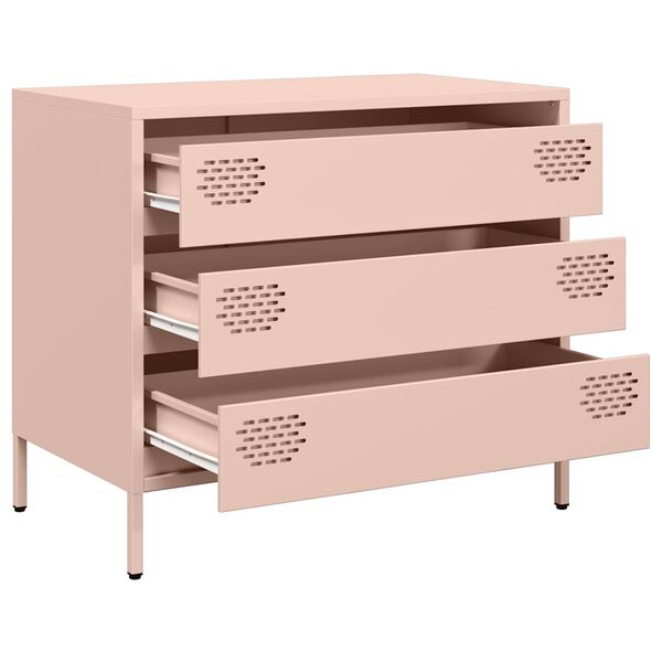vidaXL Buffet rose 68x39x58,5 cm acier laminé à froid