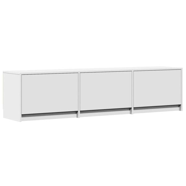 vidaXL Meuble TV avec LED Blanc 165 x 34 x 40 cm Bois d'ing&eacute;nierie