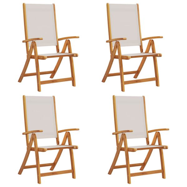 vidaXL Chaises pliables de jardin lot de 4 bois d'acacia et textil&egrave;ne