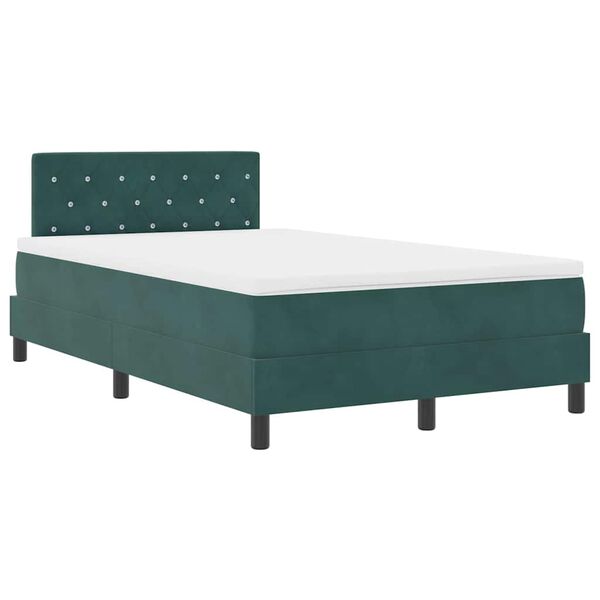 vidaXL Lit &agrave; ressorts avec matelas Vert fonc&eacute; 120 x 200 cm Velours