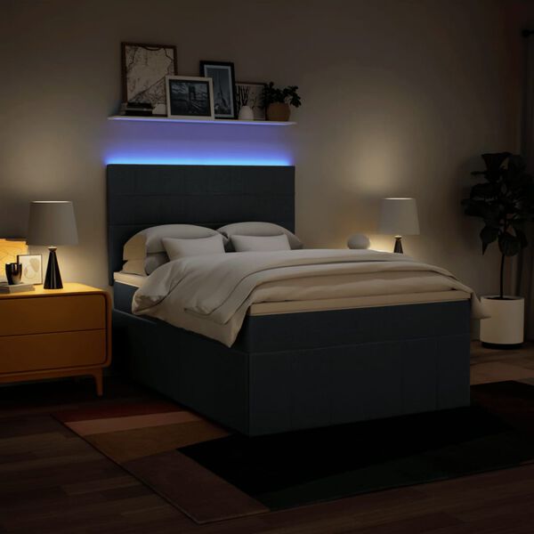 vidaXL Sommier &agrave; lattes de lit avec matelas Bleu 160x200 cm Tissu