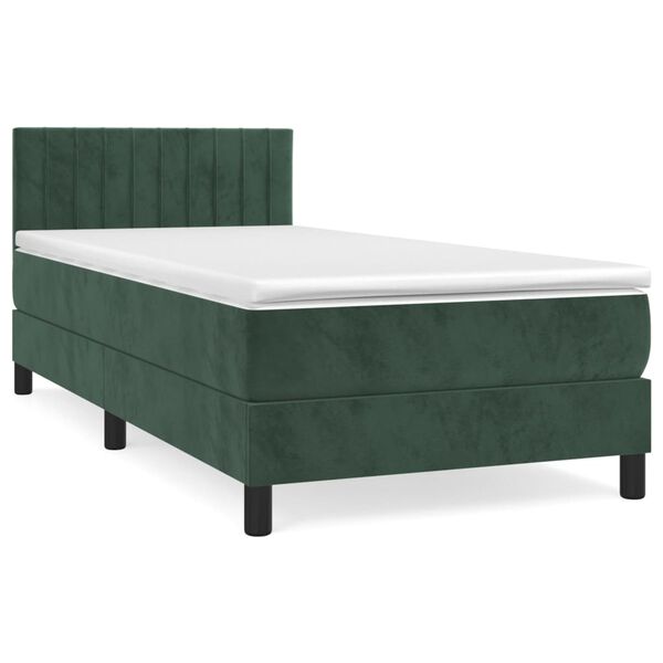 vidaXL Sommier &agrave; lattes de lit avec matelas Vert fonc&eacute; 100x200 cm