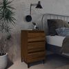 vidaXL Table de chevet avec pieds en m&eacute;tal Ch&ecirc;ne marron 40x35x69 cm