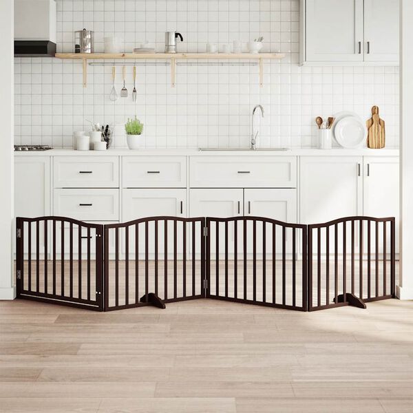 vidaXL Barri&egrave;re pour chiens avec porte 4 panneaux bois de peuplier