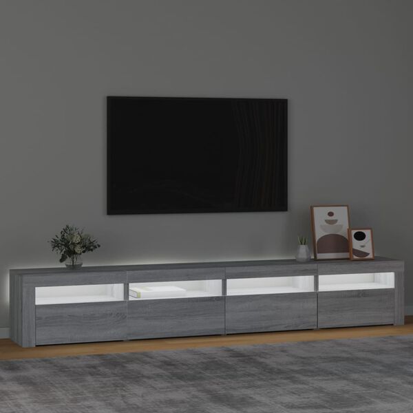 vidaXL Meuble TV avec lumières LED Sonoma gris 240x35x40 cm