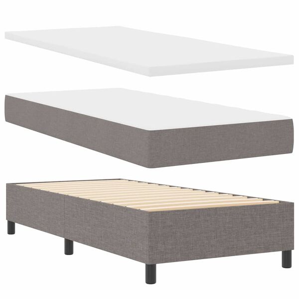 vidaXL Lit &agrave; ressorts avec matelas Taupe 100 x 200 cm tissu