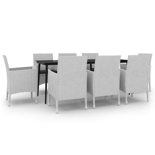 vidaXL Ensemble &agrave; manger de jardin coussins 9 pcs R&eacute;sine tress&eacute;e Verre