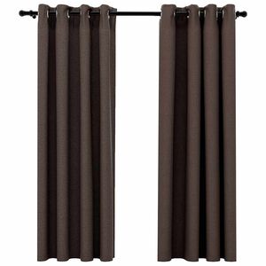 vidaXL Rideaux occultants Aspect lin avec &oelig;illets 2pcs Taupe 140x175cm