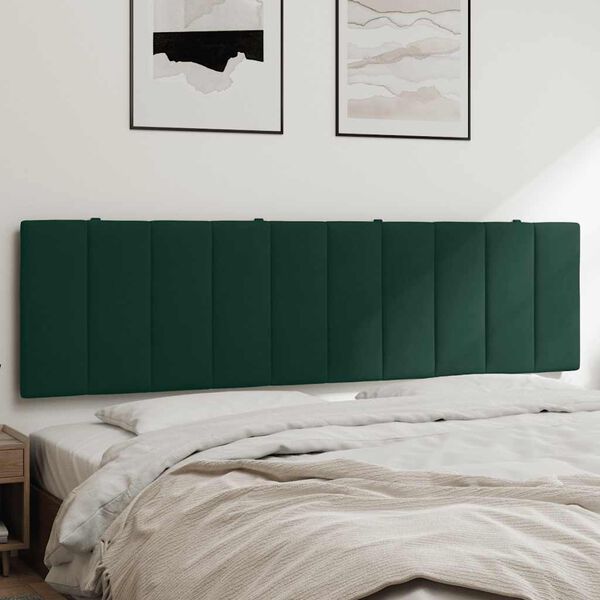 vidaXL Coussin de t&ecirc;te de lit Hanko vert fonc&eacute; 180 cm velours
