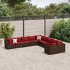 vidaXL Salon de jardin 10 pcs avec coussins marron r&eacute;sine tress&eacute;e
