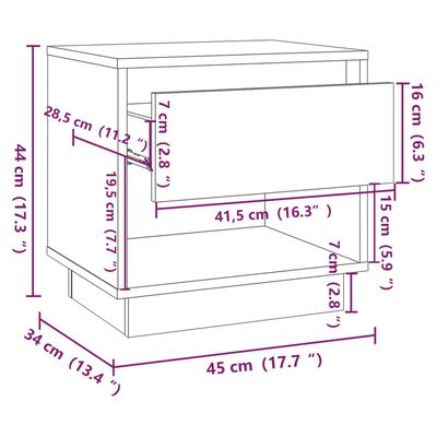 vidaXL Table de chevet Blanc 45x34x44 cm Aggloméré