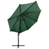 vidaXL Parasol de jardin en porte-&agrave;-faux et m&acirc;t et lumi&egrave;res LED vert