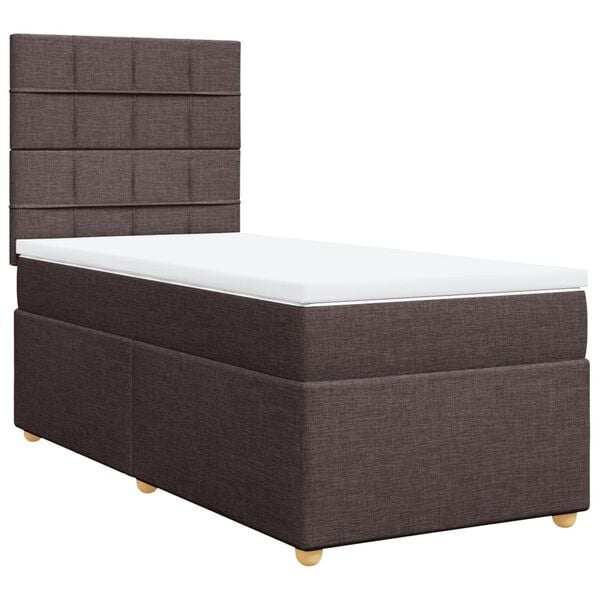 vidaXL Sommier &agrave; lattes de lit avec matelas Marron fonc&eacute; 80x200 cm