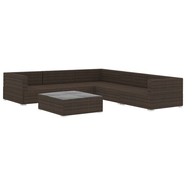 vidaXL Salon de jardin 6 pcs avec coussins R&eacute;sine tress&eacute;e Marron