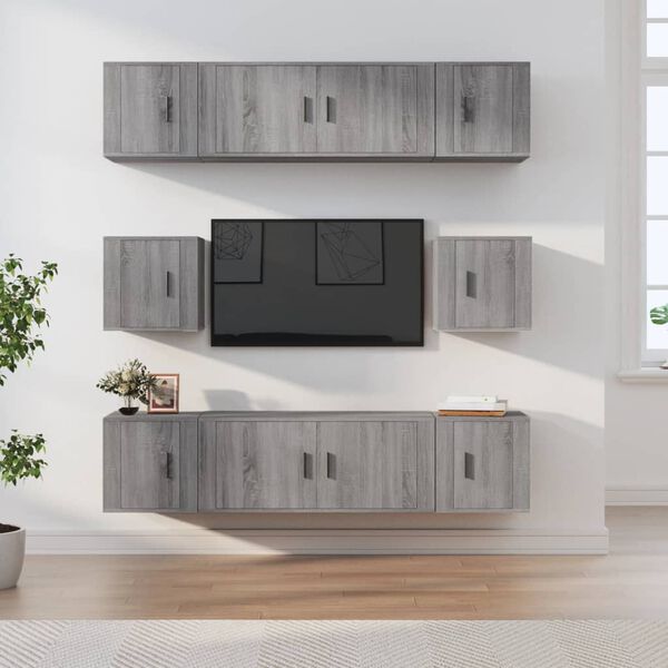 vidaXL Ensemble de meubles TV 8 pcs Sonoma gris Bois d'ing&eacute;nierie