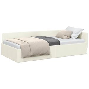 vidaXL Cadre de lit d'angle Cr&egrave;me 80 cm x 200 cm Velours