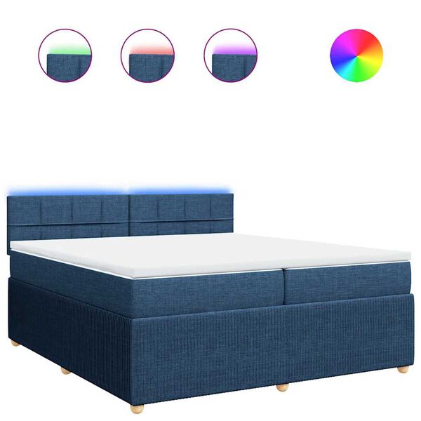 vidaXL Sommier &agrave; lattes de lit avec matelas Bleu 200x200 cm Tissu