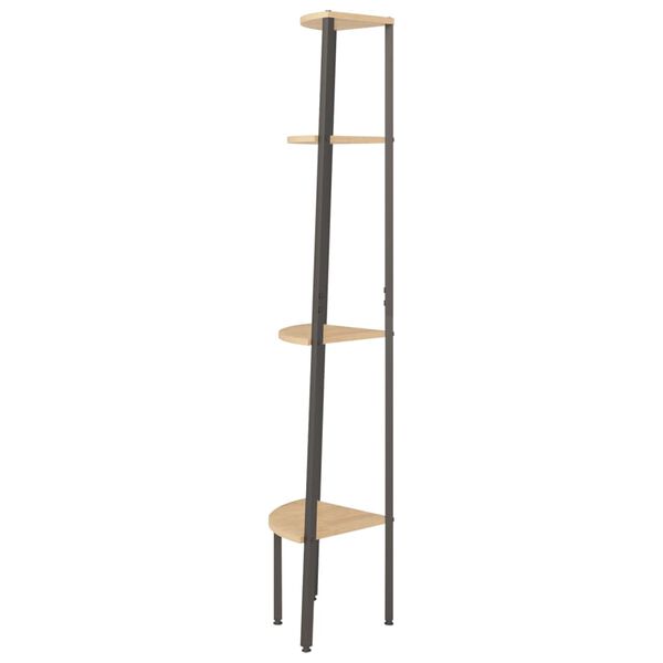 vidaXL Étagère d'angle à 4 niveaux Marron clair et noir 45,5 x 31,5 x 150 cm