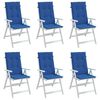 vidaXL Coussins de chaise de jardin &agrave; dossier haut lot de 6 bleu royal