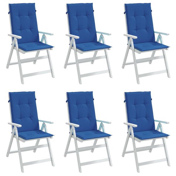 vidaXL Coussins de chaise de jardin &agrave; dossier haut lot de 6 bleu royal