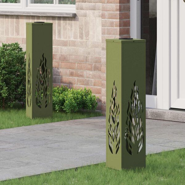 vidaXL Lumi&egrave;re de chemin LED solaire 2 pcs Vert olive