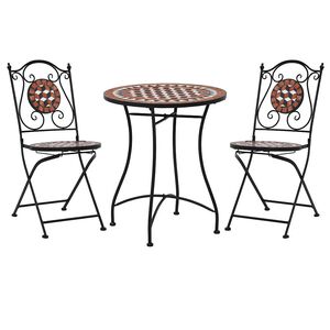 vidaXL Ensemble de bistro 3 pcs mosa&iuml;que Carreau c&eacute;ramique Terre cuite