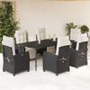 vidaXL Ensemble &agrave; manger de jardin coussins 7pcs Noir R&eacute;sine tress&eacute;e