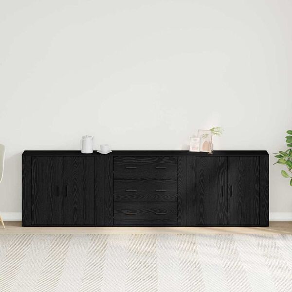 vidaXL Buffet Ch&ecirc;ne noir 240 x 33 x 70 cm Bois d'ing&eacute;nierie