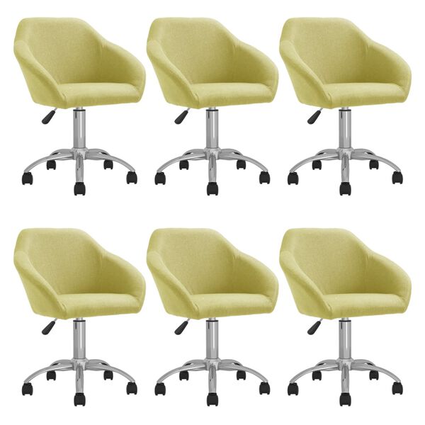 vidaXL Chaises pivotantes &agrave; manger lot de 6 vert tissu