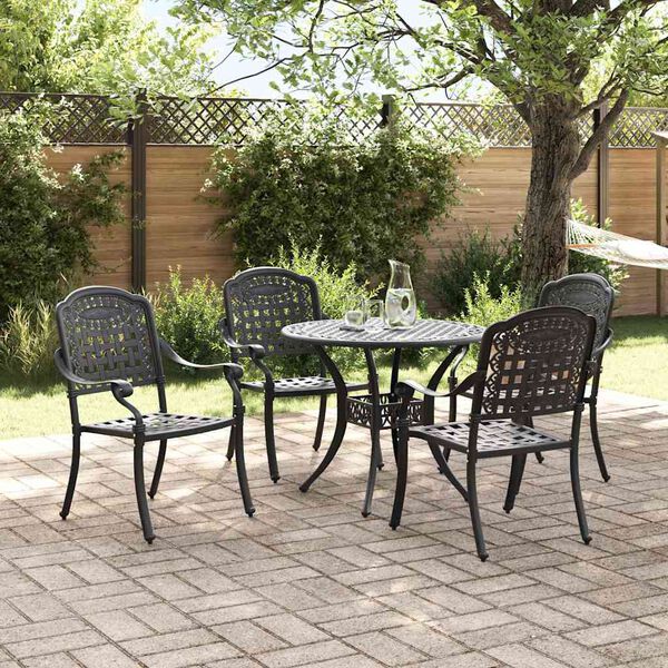 vidaXL Ensemble de salle &agrave; manger pour jardin 5 pcs Noir Aluminium
