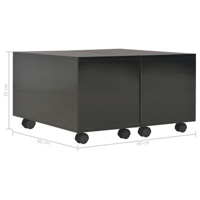 vidaXL Table basse Noir brillant 60x60x35 cm Aggloméré