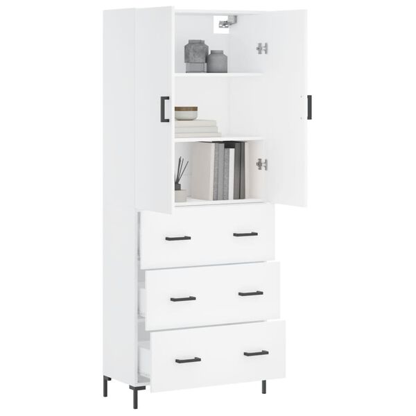 vidaXL Buffet haut Blanc 69,5x34x180 cm Bois d'ing&eacute;nierie