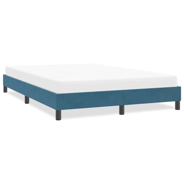 vidaXL Cadre de lit sans matelas bleu foncé 160x220 cm velours