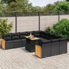vidaXL Salon de jardin 11 pcs avec coussins noir r&eacute;sine tress&eacute;e