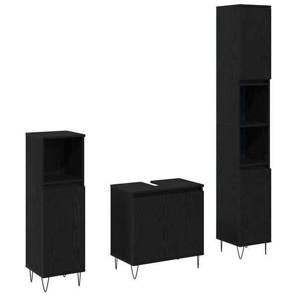 vidaXL Ensemble de mobilier de salle de bain 3 pcs Ch&ecirc;ne noir