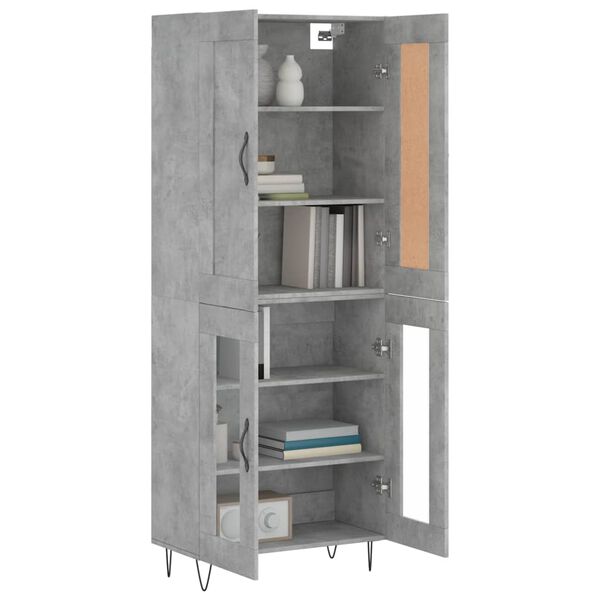 vidaXL Buffet haut Gris b&eacute;ton 69,5x34x180 cm Bois d'ing&eacute;nierie