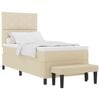 vidaXL Lit &agrave; ressorts avec matelas Cr&egrave;me 100 x 200 cm tissu