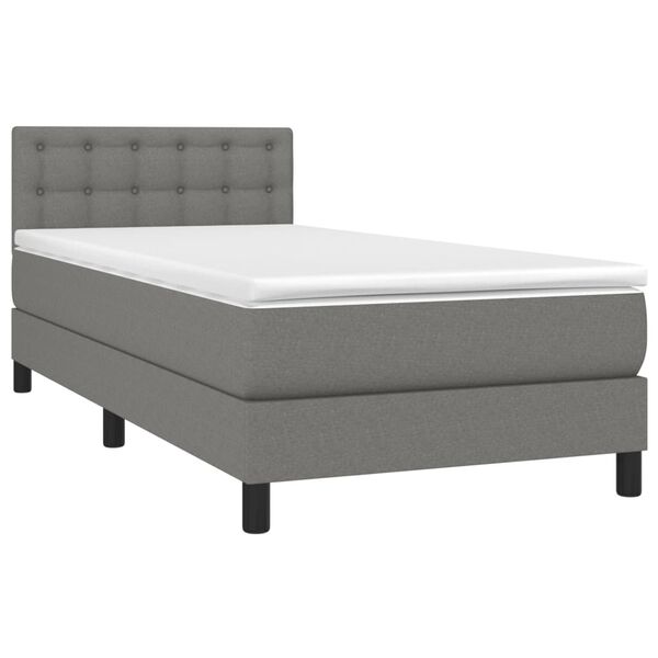 vidaXL Sommier &agrave; lattes de lit avec matelas Gris fonc&eacute; 80x200 cm Tissu
