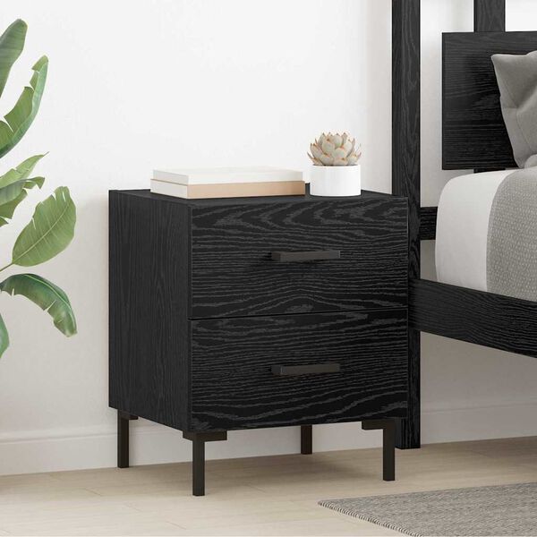 vidaXL Cabinet de chevet avec tiroir Ch&ecirc;ne noir 40 x 35 x 47,5 cm