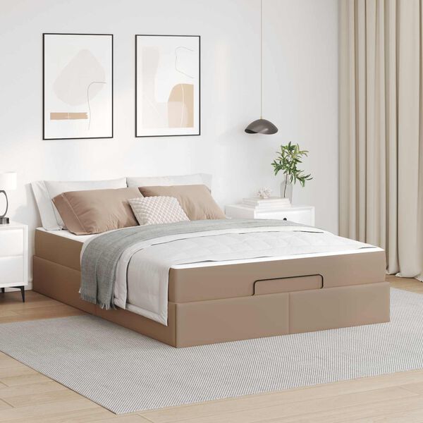 vidaXL Cadre de lit avec matelas avec matelas 2 pcs Tan PVC