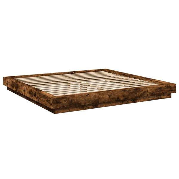 vidaXL Cadre de lit sans matelas ch&ecirc;ne fum&eacute; 200x200 cm