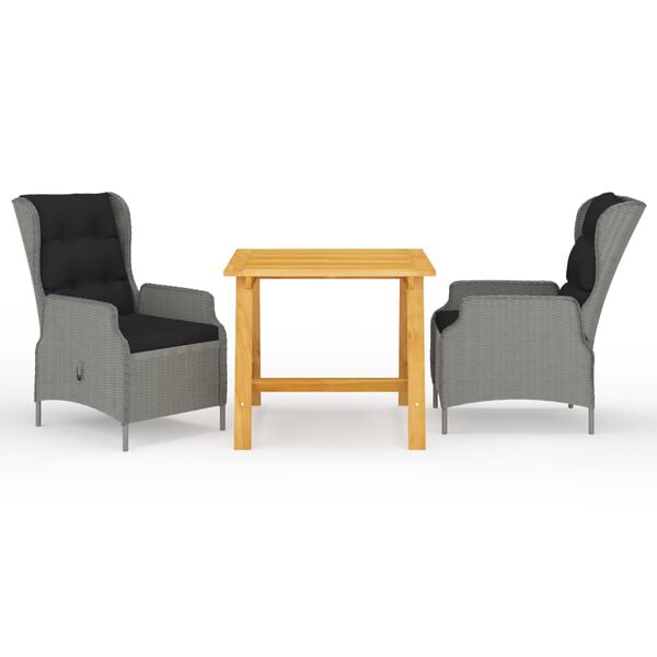 vidaXL Ensemble &agrave; manger de jardin 3 pcs Gris clair