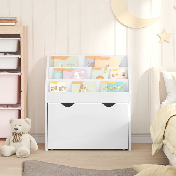 vidaXL Biblioth&egrave;que pour enfants Blanc brillant 60 x 29,5 x 69 cm